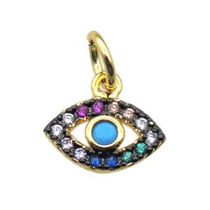 copper eye pendant paved zircon, gold plated, approx 6-10mm