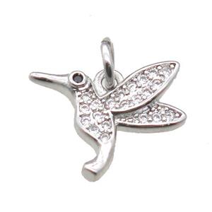 copper hummer pendant paved zircon, platinum plated, approx 11-14mm