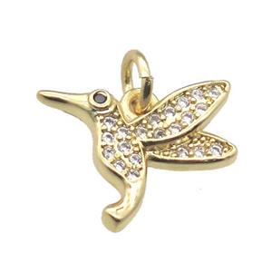 copper hummer pendant paved zircon, gold plated, approx 11-14mm