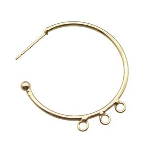 copper hoop earring, gold plated, approx 30mm dia