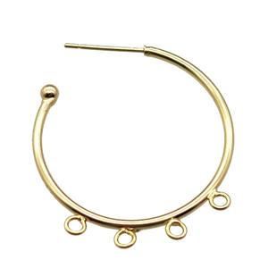 copper hoop earring, gold plated, approx 30mm dia