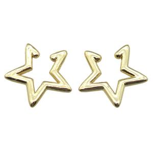 copper clip earring, star, gold plated, approx 20mm