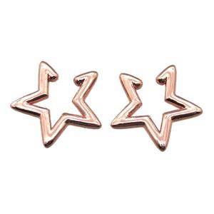 copper clip earring, star, rose gold, approx 20mm