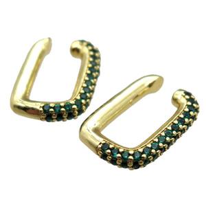 copper clip earring paved zircon, gold plated, approx 15-20mm