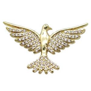copper hawk pendant paved zircon, gold plated, approx 20-28mm
