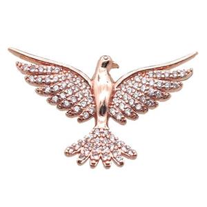 copper hawk pendant paved zircon, rose gold, approx 20-28mm