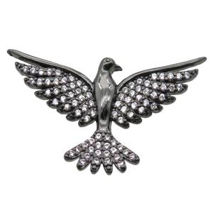 copper hawk pendant paved zircon, black plated, approx 20-28mm