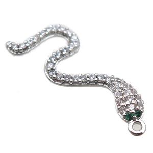 copper snake pendant paved zircon, platinum plated, approx 10-30mm