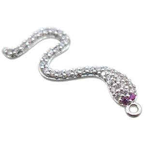 copper snake pendant paved zircon, platinum plated, approx 10-30mm