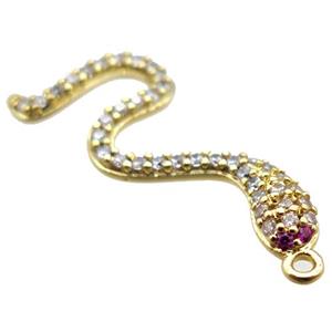copper snake pendant paved zircon, gold plated, approx 10-30mm