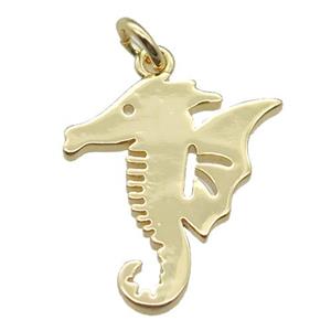 copper seahorse pendant, gold plated, approx 16-17mm
