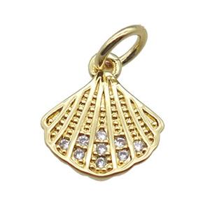 copper shelled pendant paved zircon, gold plated, approx 10mm