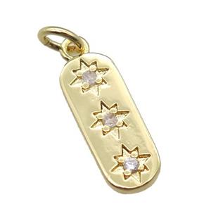 copper northstar pendant paved zircon, gold plated, approx 6-15mm