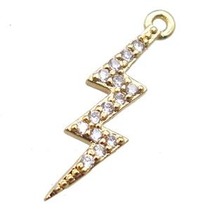 copper lightning pendant paved zircon, gold plated, approx 16mm