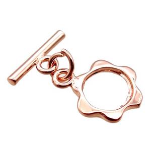 copper toggle clasp, flower, rose gold, approx 10mm, 10mm