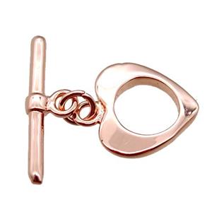 copper toggle clasp, heart, rose gold, approx 12mm, 18mm length