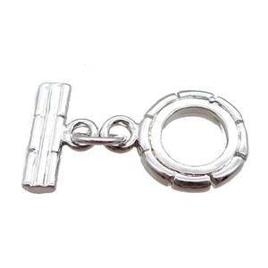 copper toggle clasp, circle, platinum plated, approx 10mm, 10mm