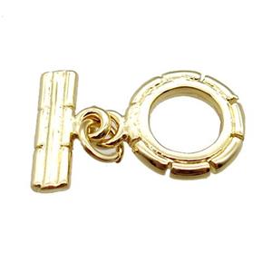 copper toggle clasp, circle, gold plated, approx 10mm, 10mm