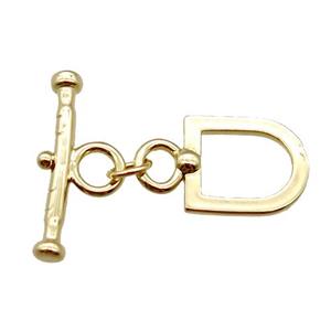 copper toggle clasp, gold plated, approx 10-17mm, 19mm length