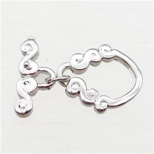 copper toggle clasp, platinum plated, approx 12-14mm, 14mm