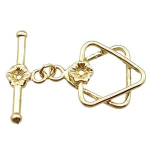 copper toggle clasp, david star, gold plated, approx 17-22mm, 25mm length