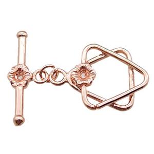 copper toggle clasp, david star, rose gold, approx 17-22mm, 25mm length