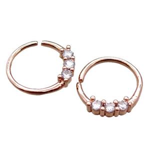 copper hoop Earrings pave zircon, circle, rose gold, approx 12mm dia