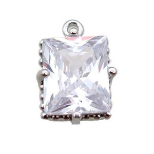 copper pendant paved zircon, platinum plated, approx 6-8mm