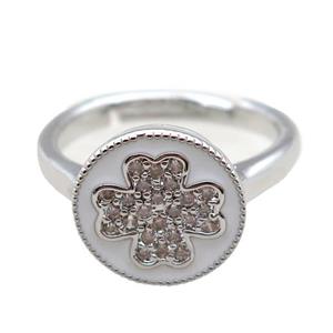 copper Ring pave zircon, enameling, platinum plated, approx 12mm, 20mm dia