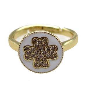 copper Ring pave zircon, enameling, gold plated, approx 12mm, 20mm dia
