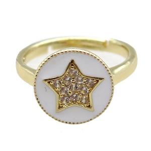 copper Ring pave zircon, enameling, gold plated, approx 12mm, 20mm dia