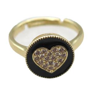 copper Ring pave zircon, enameling, resized, gold plated, approx 12mm, 20mm dia