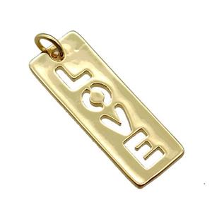 copper LOVE pendant, gold plated, approx 9x25mm