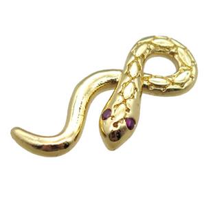 copper snake pendant paved zircon, gold plated, approx 13-23mm