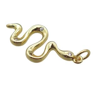 copper snake pendant paved zircon, gold plated, approx 13-25mm
