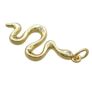 copper snake pendant paved zircon, gold plated, approx 13-25mm