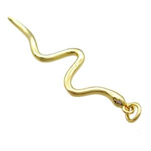 copper snake pendant paved zircon, gold plated, approx 10-37mm