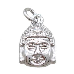 copper Buddha pendant, platinum plated, approx 10-15mm