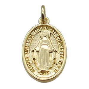 copper oval pendant, Virgin Mary, gold plated, approx 12-19mm