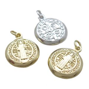 copper circle pendant, Jesus, Religious, mixed, approx 14mm dia