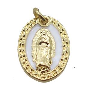 copper oval pendant, Virgin Mary, Religious, gold plated, approx 11-14.5mm