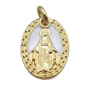 copper oval pendant, Virgin Mary, gold plated, approx 11-14.5mm
