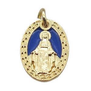copper oval pendant, Virgin Mary, gold plated, approx 11-14.5mm