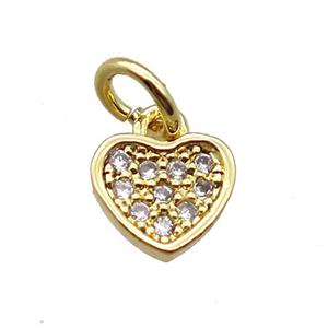 copper heart pendant paved zircon, gold plated, approx 7mm