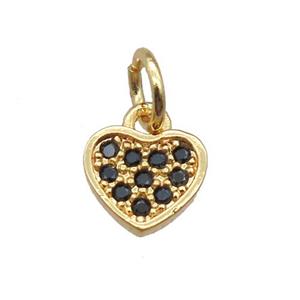 copper heart pendant paved zircon, gold plated, approx 7mm