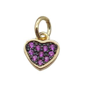copper heart pendant paved hotpink zircon, gold plated, approx 7mm