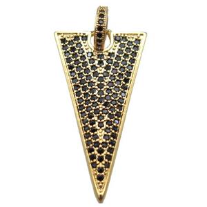 copper triangle pendant paved zircon, gold plated, approx 18-35mm