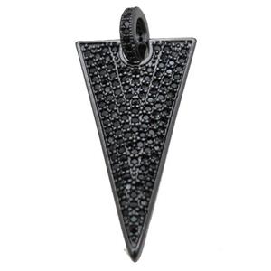 copper triangle pendant paved zircon, black plated, approx 18-35mm