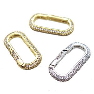 copper carabiner lock pendant pave zircon, mixed color, approx 14-28mm