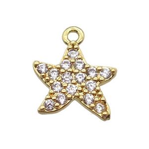 copper star pendant pave zircon, gold plated, approx 11-12mm